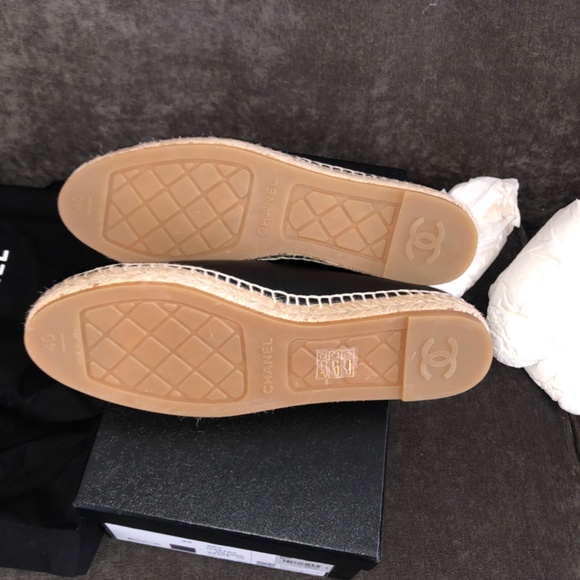CHANEL  Espadrilles black lamb skin size EU40 fits US size 9 - Picture 8 of 13